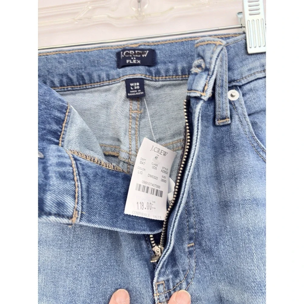 J Crew‎ Flex Straight Jeans Mens Light Blue Wash Stretch Denim Pants 28x30 NwT